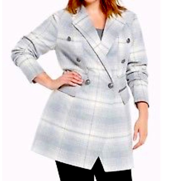 TORRID Double Breasted Plaid Midi Coat. NWT - Picture 3 of 6